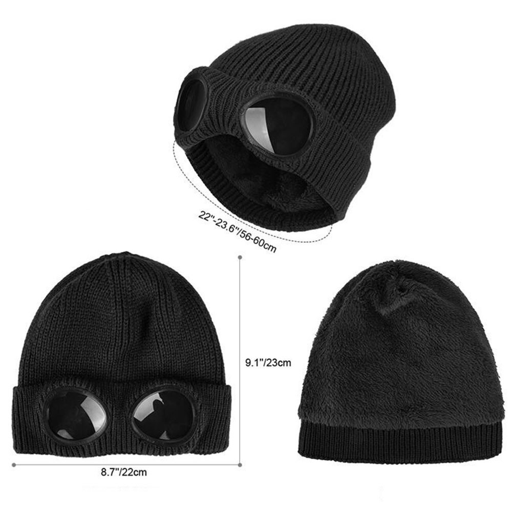 Berretto da sci casuale da donna cappellino da sci tutto'aperto cappello invernale lavorato a maglia caldo uomo donna cappello a cuffia con occhiali per cappelli unisex per adulti