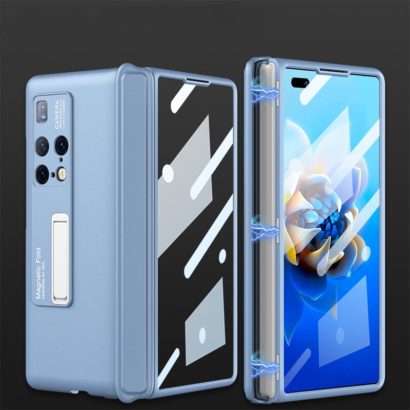 Voor Huawei Mate X2 Case Magnetische Scharnier Cover Voor Huawei Mate X2 Volledige Bescherming Hard Pc Houder Case: Blue