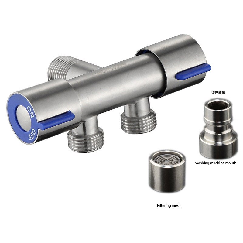 ULA 304 Stainless Steel Three-way Water Valve One Inlet and Two Outlet Valve with Double Switch Double Outlet Water Fill Valve: A716846-2