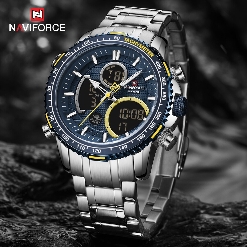 Naviforce Mannen Horloge Waterdichte Grote Wijzerplaat Sport Horloges Mannen Analoge Digitale Waterdichte Quartz Horloge Datum Mannelijke Klok
