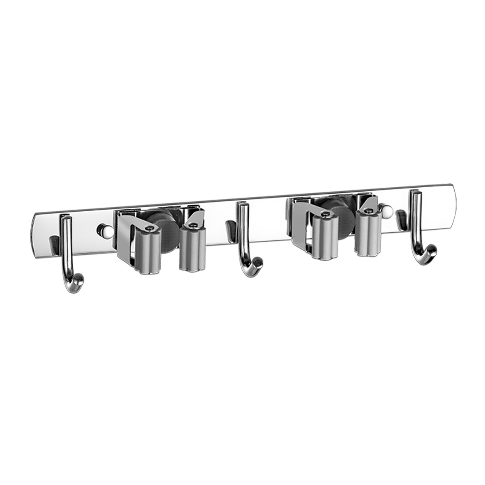 Bezem Houder Zware Praktische Clip Mop Organizer Wall Mount Haak Roestvrij Staal Opslag Ruimtebesparend Hanger Multifunctionele: gray3