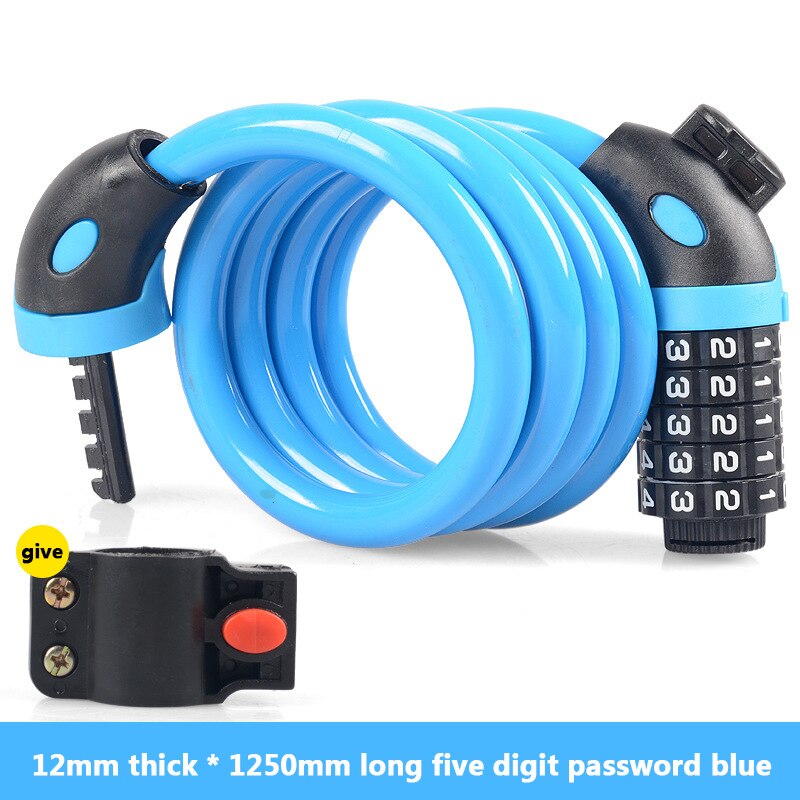 Bike Security Combination Lock 5-Position Coded Resettable Long Steel Cable Locker Protective Tools for Bicycles Scooters