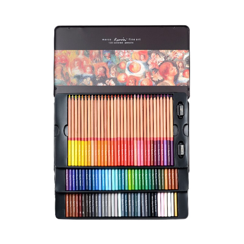Marco Renoir 3100 Oil Colored Pencils Drawing Sketches Pencil 24/36/48/72/100/120 Colour Art Painting Pencil School Supplies