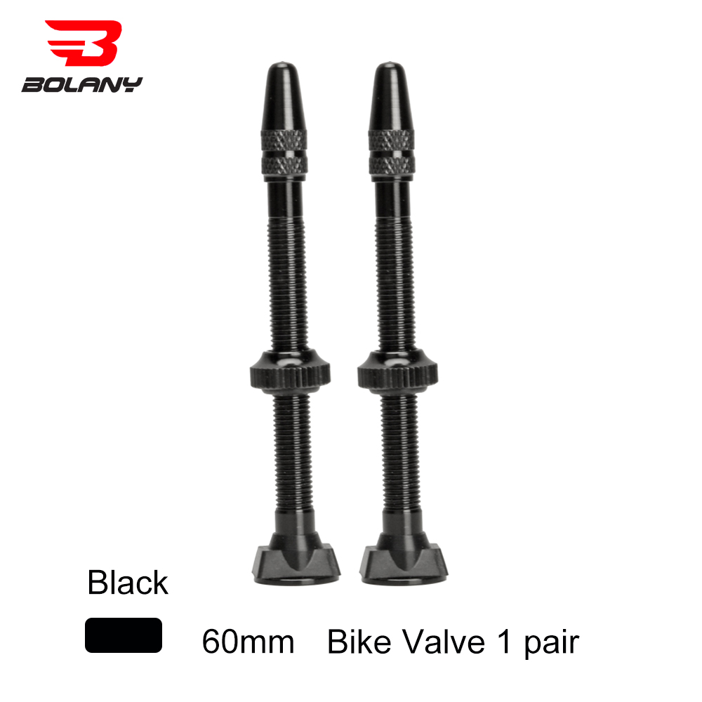 BOLANY 1 Pair Bicycle Valve 40mm /60mm MTB Road Bike Extender Valves Tubeless Vacuum Nozzle Aluminum Alloy Sealant Accessories: 60MMBlack  1 Pair