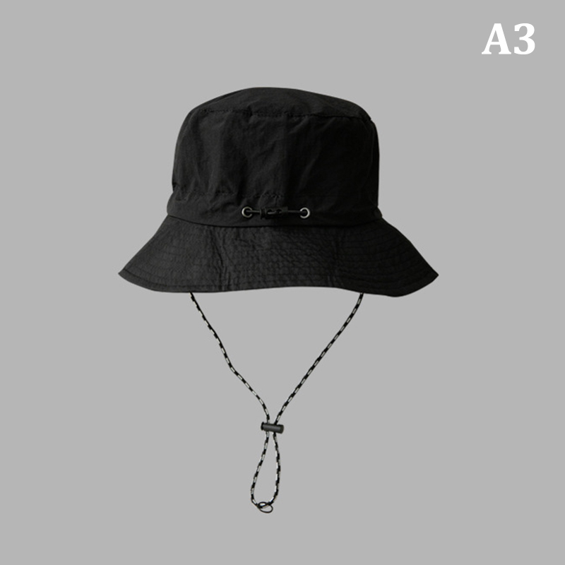 Chapéu de pescador feminino à prova de vento, alça fixa com cadarço, aba larga, guarda-sol, anti-uv, parte superior plana, tampa de bacia dobrável: Cinza escuro