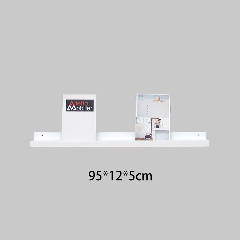 Estante de madera para pared estantería de decoración de pared de bambú nórdico, organizador de decoración para el hogar, estante de almacenamiento, estante de pared para libros, figuritas, estantes de exhibición para manualidades: White 95x12x5cm