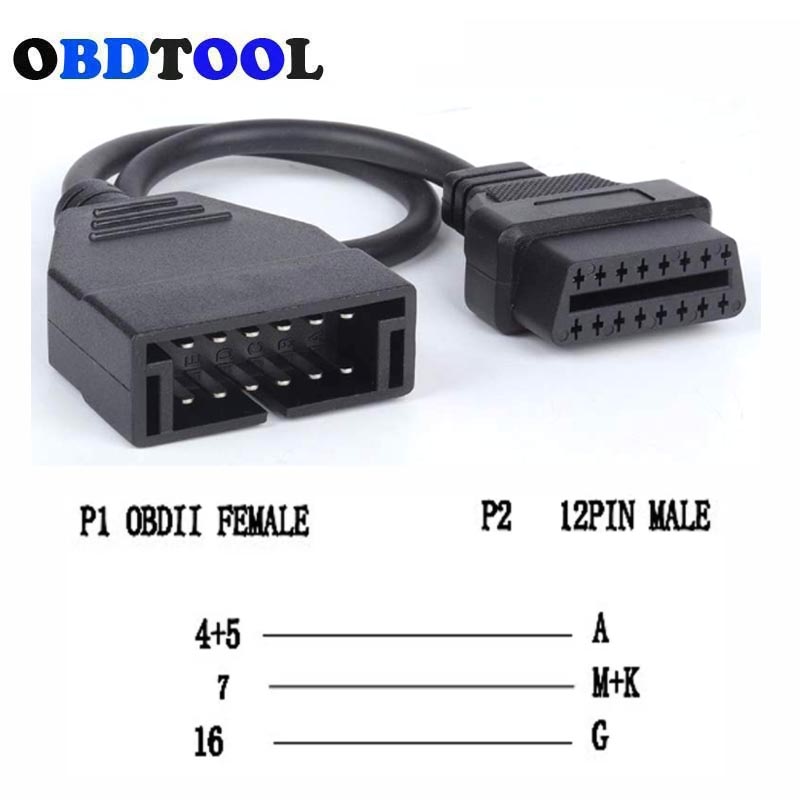 For Dae-woo GM12 Vehicles OBD2 Cable for GM 12PIN OBD Connector 12-16PIN Diagnostic Line Auto Connector 12 PIN Cable Adapter