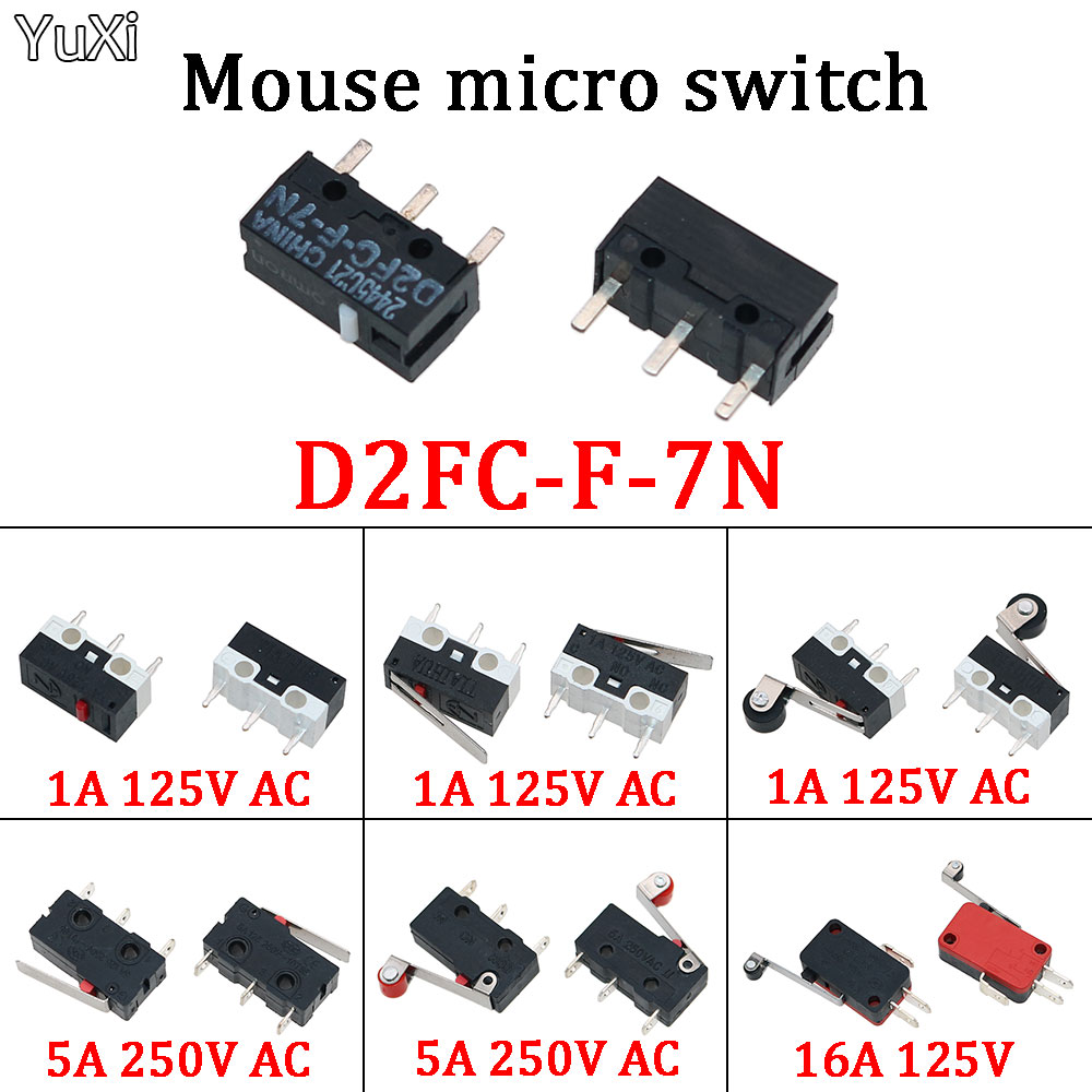3 Pins 1A/5A 125V/250V Mini Micro Limit Switch Terminals SPDT Roller Arc lever Snap Action Push Micro Mouse switches C NO NC