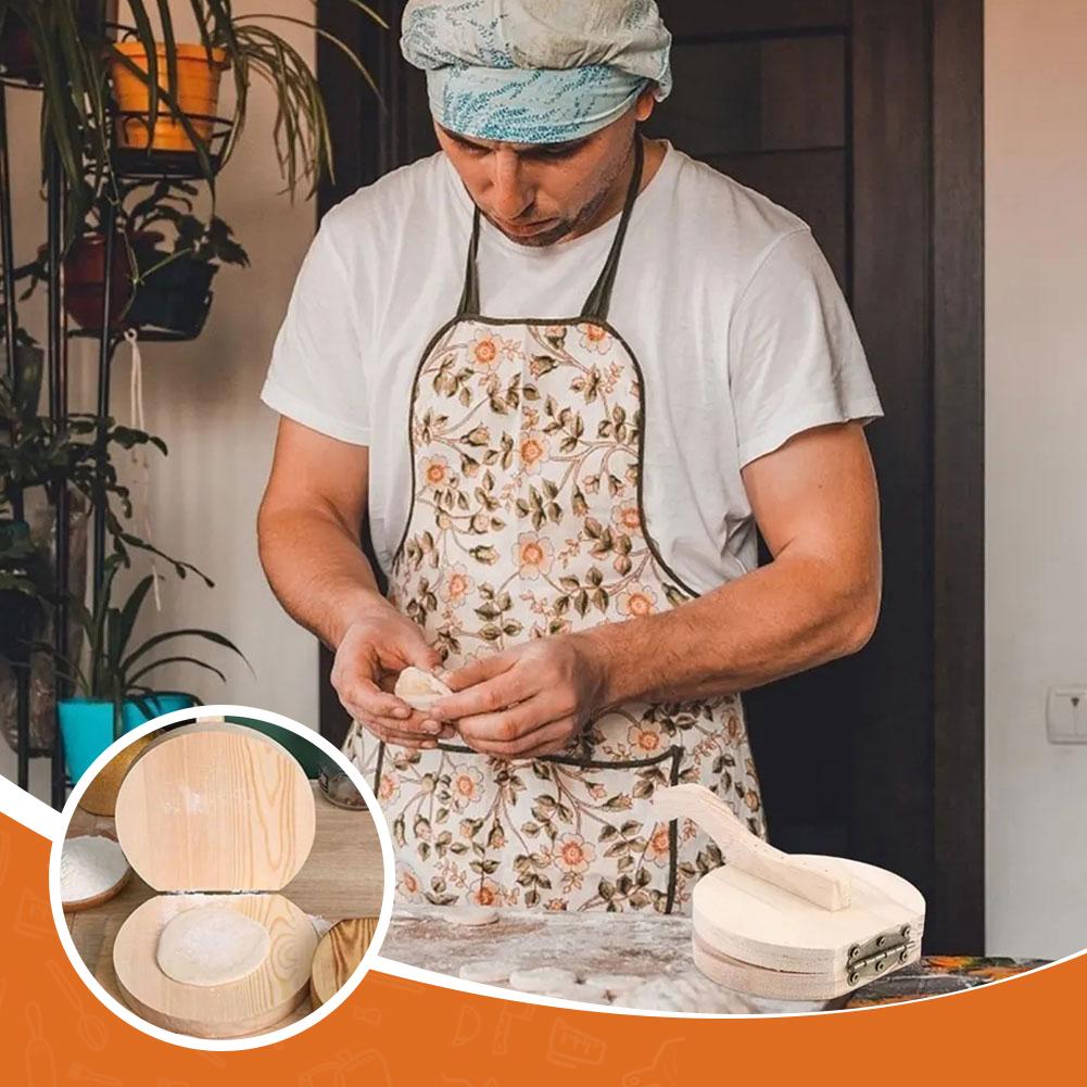 Rund trä manuell degpressvals tortilla dumpling skorpa form hamburgare pajtillverkare form köttfärslimpa tillverkare kökstillbehör
