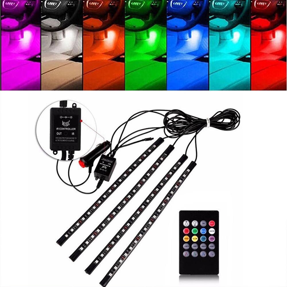 LED Ambient Light Car Accessories Interior Light Car Styling Decorative LED Ambient Light Music Control Practical: 18 LED