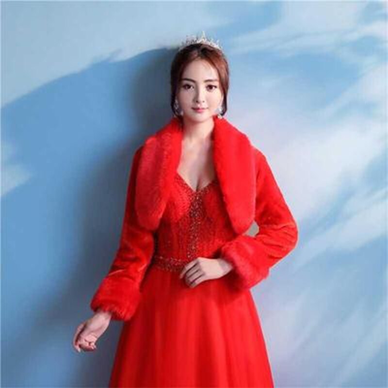 Faux Fur Autumn Winter Wedding Jackets Long Sleeve For Bride Ladies Coat Full Lined Feather Shrug Warm Fur Cloak