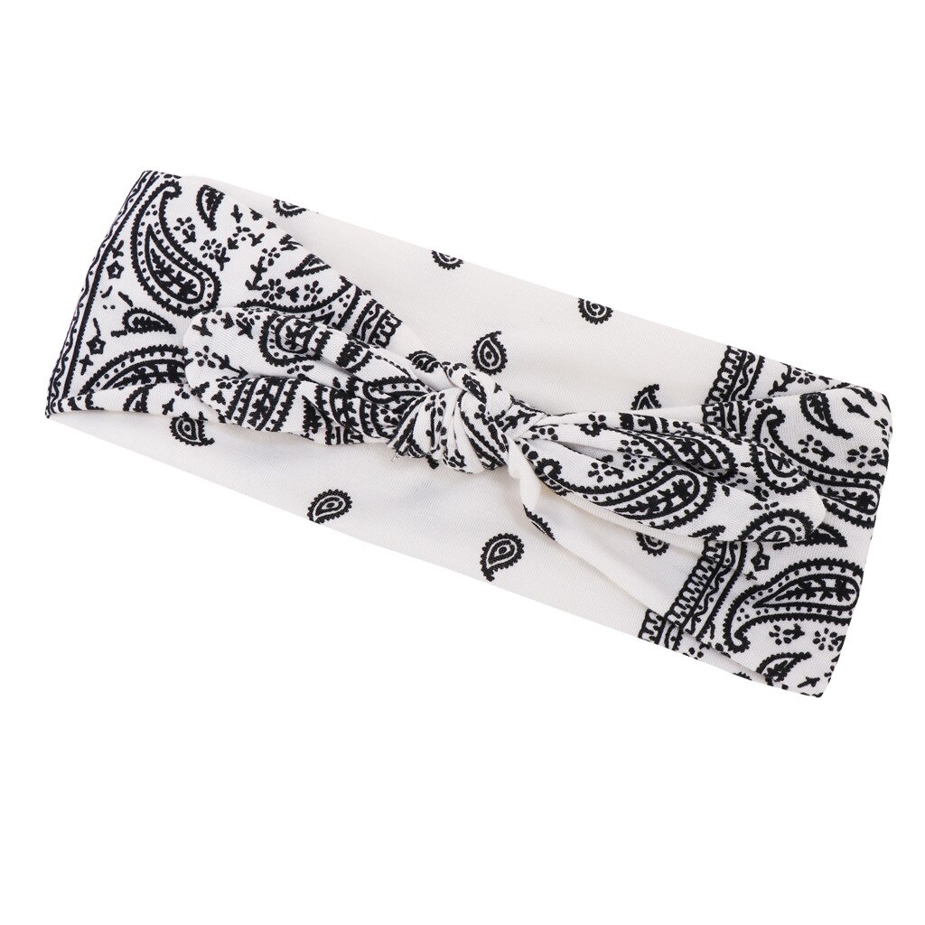 Mode Vrouwen Meisjes Zomer Haarbanden Print Hoofdbanden Vintage Cross Tulband Bandage Bandana Haarbanden Haar Accessoires: white