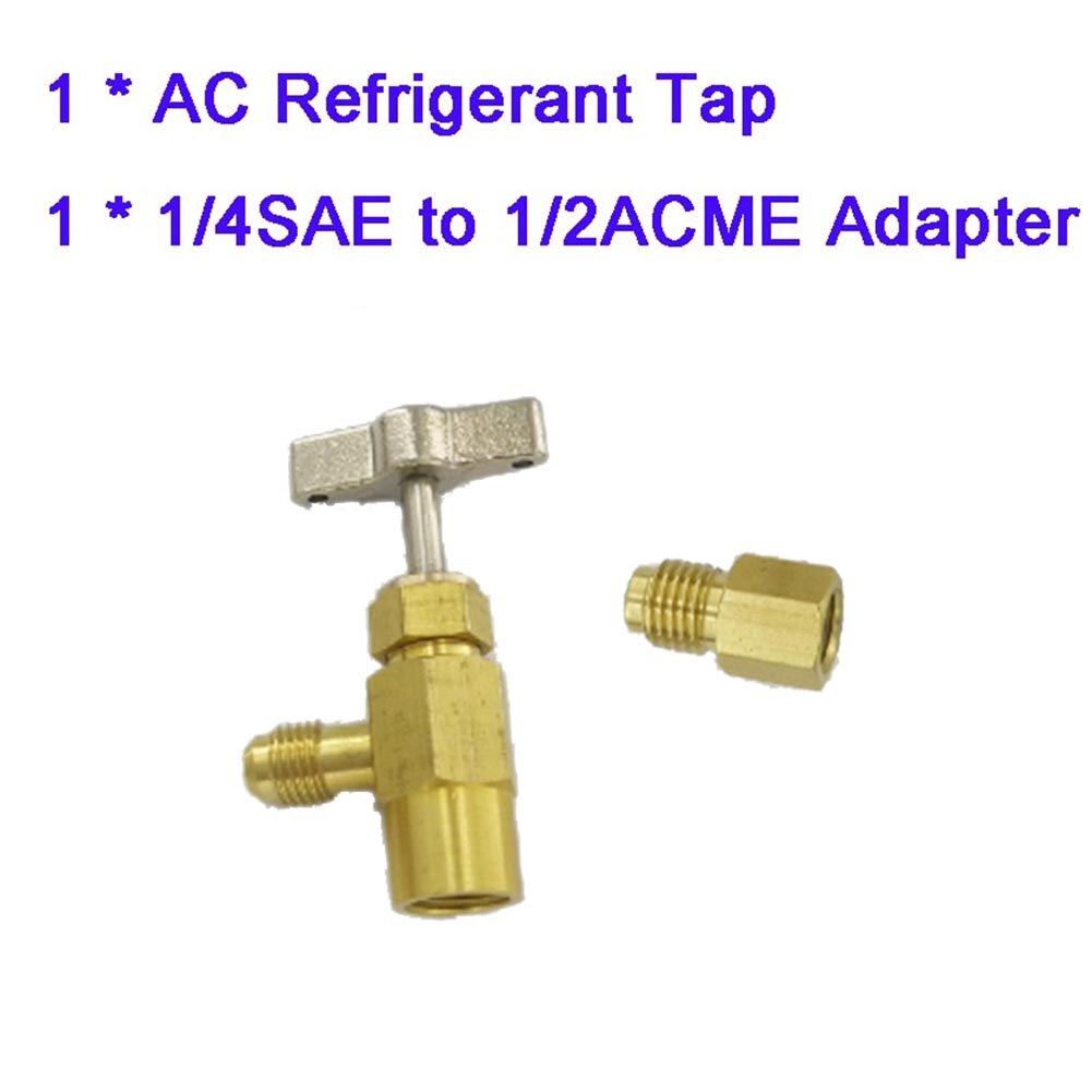 R134a Refrigerant Can Bottle Tap Tapper Opener Connector 1/4" SAE M16 Valve For All R-134a Cans With 1/2 ACME Threads