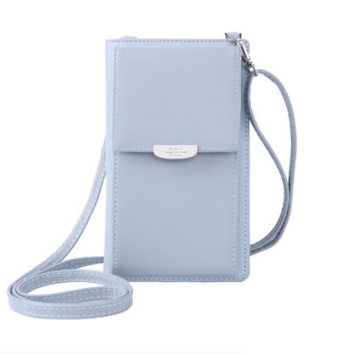 Women Casual Wallet Brand Cell Phone Wallet Big Card Holders Wallet Handbag Purse Clutch Messenger Shoulder Straps Bag: Blue