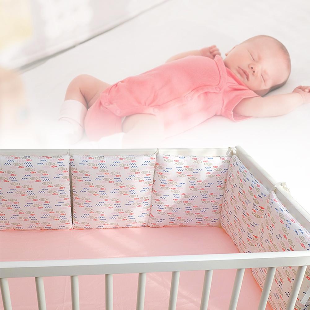 6 Stuks Baby Crib Bumper Wasbare Afneembare Ademend Puur Katoen Crib Liner Bed Hek Voor Baby Slapen