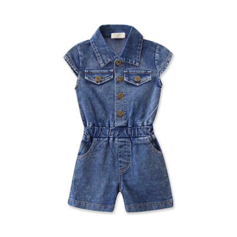 Sommertøj børn jumpsuit piger rompers outfit ærmeløs afslappet pige jumpsuit børn denim overalls baby pige jumpsuits: 5