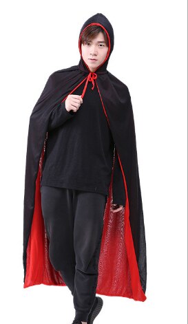 Halloween kostymer för pojkar och flickor män krage eller huva död vampyr mantel cape klänning röd svart 2 sida bära festrock