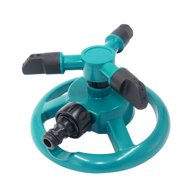 3 Nozzles Arm Automatic Irrigation 360° Rotating Lawn Sprinkler Adjustable Spraying Angle and Distance Watering Garden