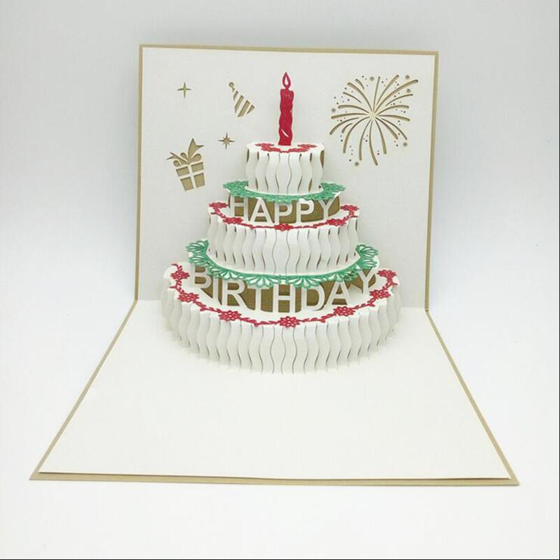 1 sztuk 3D Muzyka pop w górę kartkę z życzeniami szczęśliwy kartka urodzinowa dla dziewczyny dzieci urodziny ciasto pocztówki prezent kartka okolicznościowa z kopertą strona dekoracji