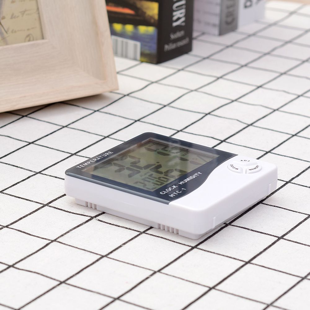 Voor HTC-1 Hoge nauwkeurigheid LCD Digitale Thermometer Hygrometer Indoor Elektronische Temperatuur-vochtigheidsmeter Klok Weerstation