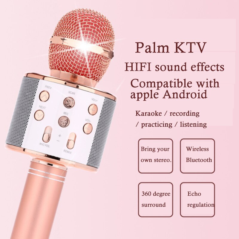 Phone k song microphone microphone audio microphone k song treasure live Bluetooth wireless condenser microphone