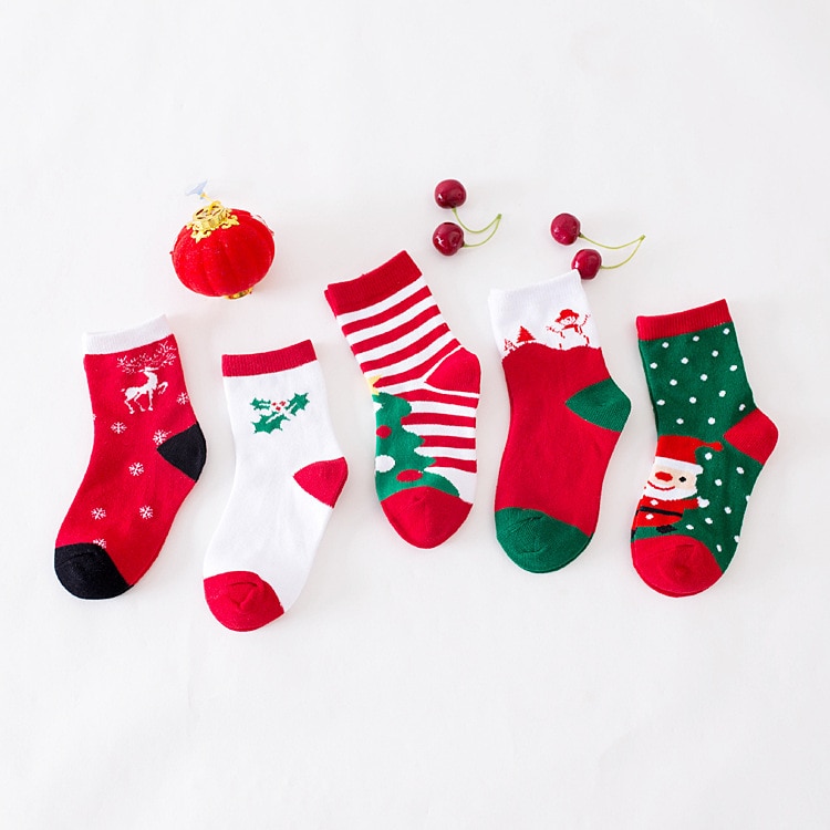 1 paar Baumwolle Winter Herbst Baby Mädchen Jungen Kinder Socken Kinder Terry Schneeflocke Elch Santa Claus Weihnachten Bär Zeug