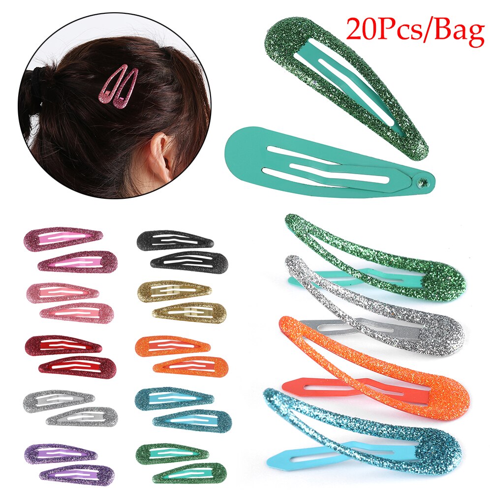 10/20 stks/zak Glitter Haarspelden Snap Haar Clip Pins Baby Meisjes Haar Accessoires Leuke Metalen Haarspeldjes Mode Gereedschap