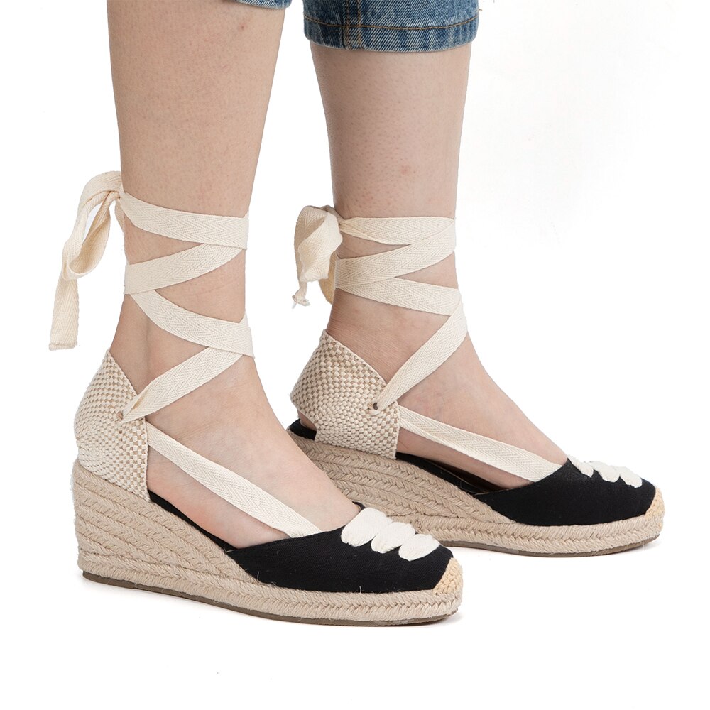 Sandalias Mujer Vrouwen Wedge Espadrille Sandalen Comfortabele Slippers Dames Womens Casual Schoenen Ademende Vlas Canvas Pompen