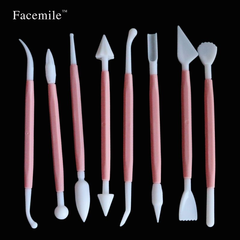 Juego de Herramientas de modelado de pasta de goma para Fondant, cortador de modelado de azúcar doble, escultura rosa, molde de arcilla polimérica Fimo, 8 Uds.