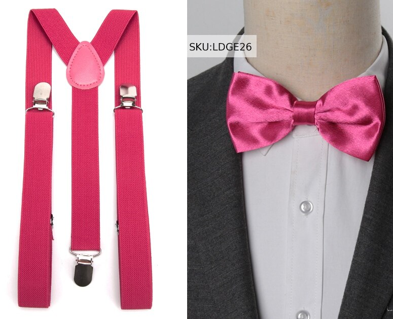 Hosenträger Fliege Set Männer Suspensorio für Mann Junge Frauen Bowtie Hosenträger Hosen Tirantes Hochzeit Freizeit Hemd Bleibt: LDGE26