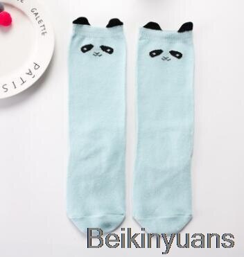 #39 met dierenprint, katoenen babysokken, kniehoge sokken met cartoonprint, schattige kindersokken voor peuters en meisjes: Meer blauwe panda / 0 to 1 jaar 23cm