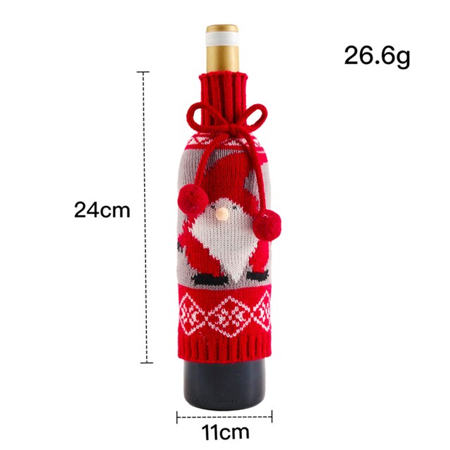 haar Ball Bogen Wein Flasche Hülse Elch Alten Mann Schneemann Gestrickte Rotwein Hülse Dekoration Ornamente: T2