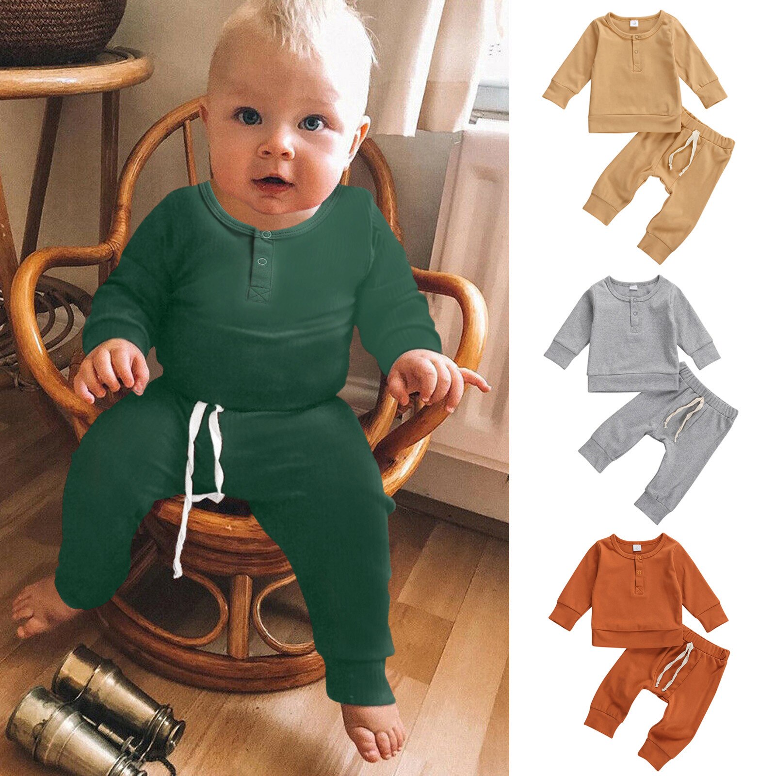 Infant Newborn Baby Girl Clothes Boys Loose Winter Warm T-shirt Long Sleeve Tops+Pants Outfits Toddler Winter Sets kids clothes