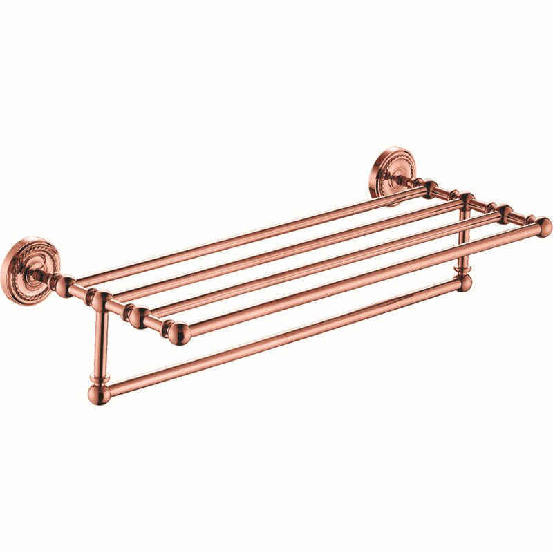 Europe Wall Hanging Towle Ring Antique Rose Gold Bathroom Hardawre Accessories Set Round Base Polished Solid Brass Bath Shelf