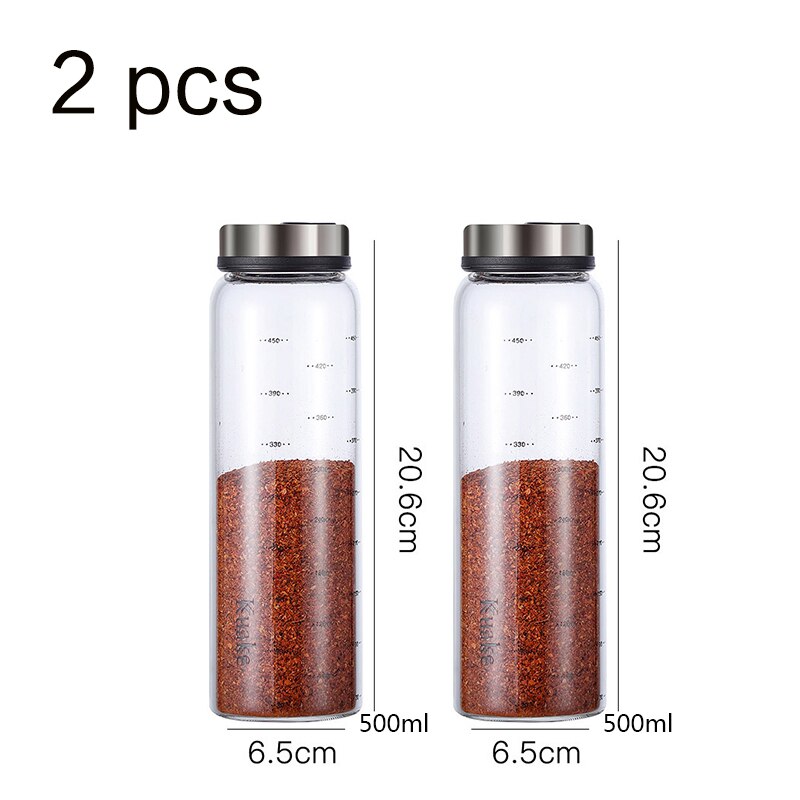 High borosilicate kitchen glass seasoning jar sauce vinegar salt condiment airtight bottle pepper spice shaker with rotating lid: set 6