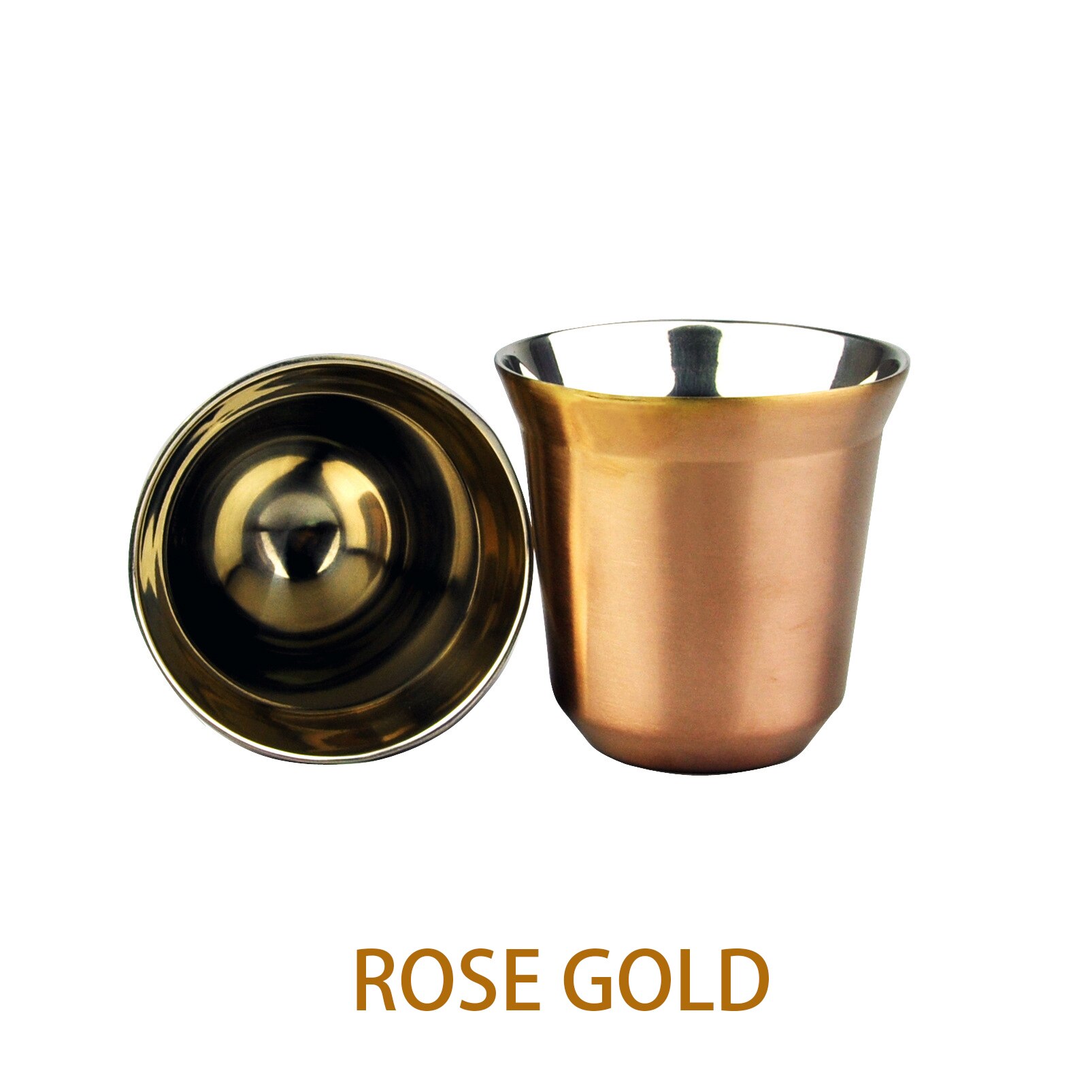 80ml Double Wall Stainless Steel Espresso Cup Insulation Nespresso Pixie Coffee Cup Capsule Shape Cute Thermo Cup Coffee Mugs: Rose Gold