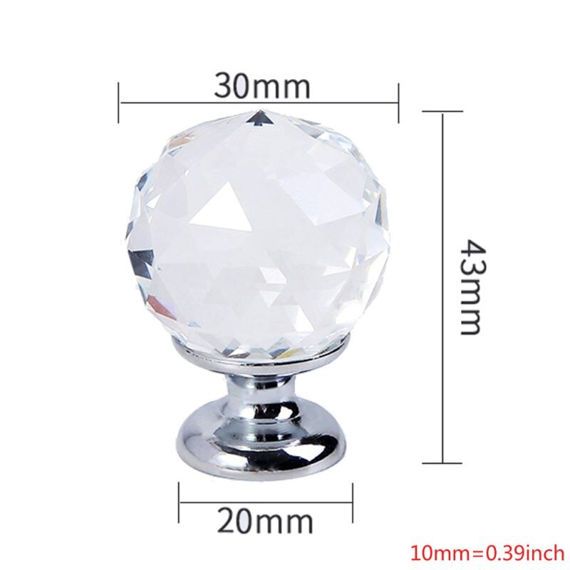4 stuks kristallen ladeknoppen, glazen kastknoppen, ruitvormige ladegrepen