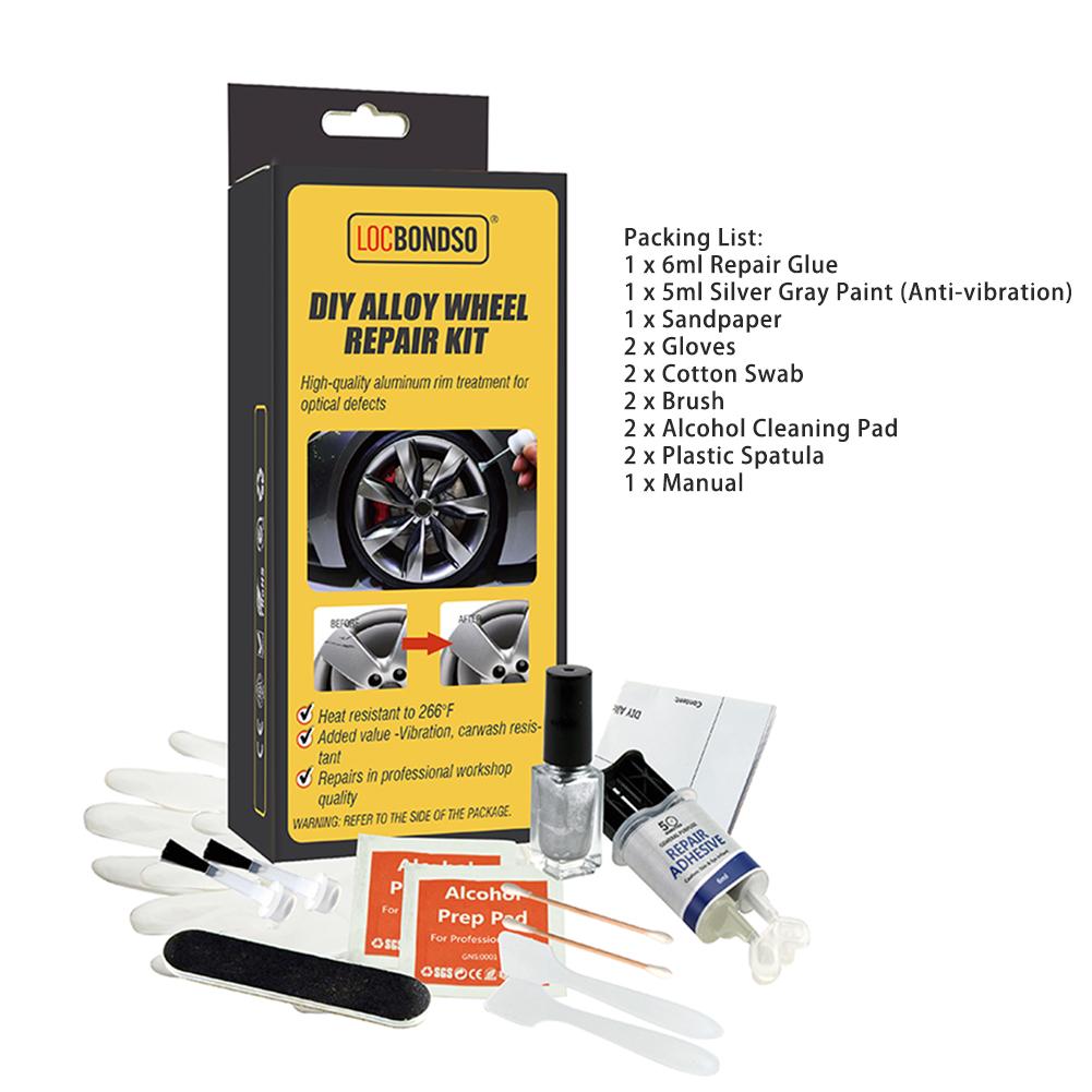 Alloy Wheel Repair Kits DIY Adhesive General Silver Car Auto Rim Dent Scratch Surface Damages Paint Care Repair Tools