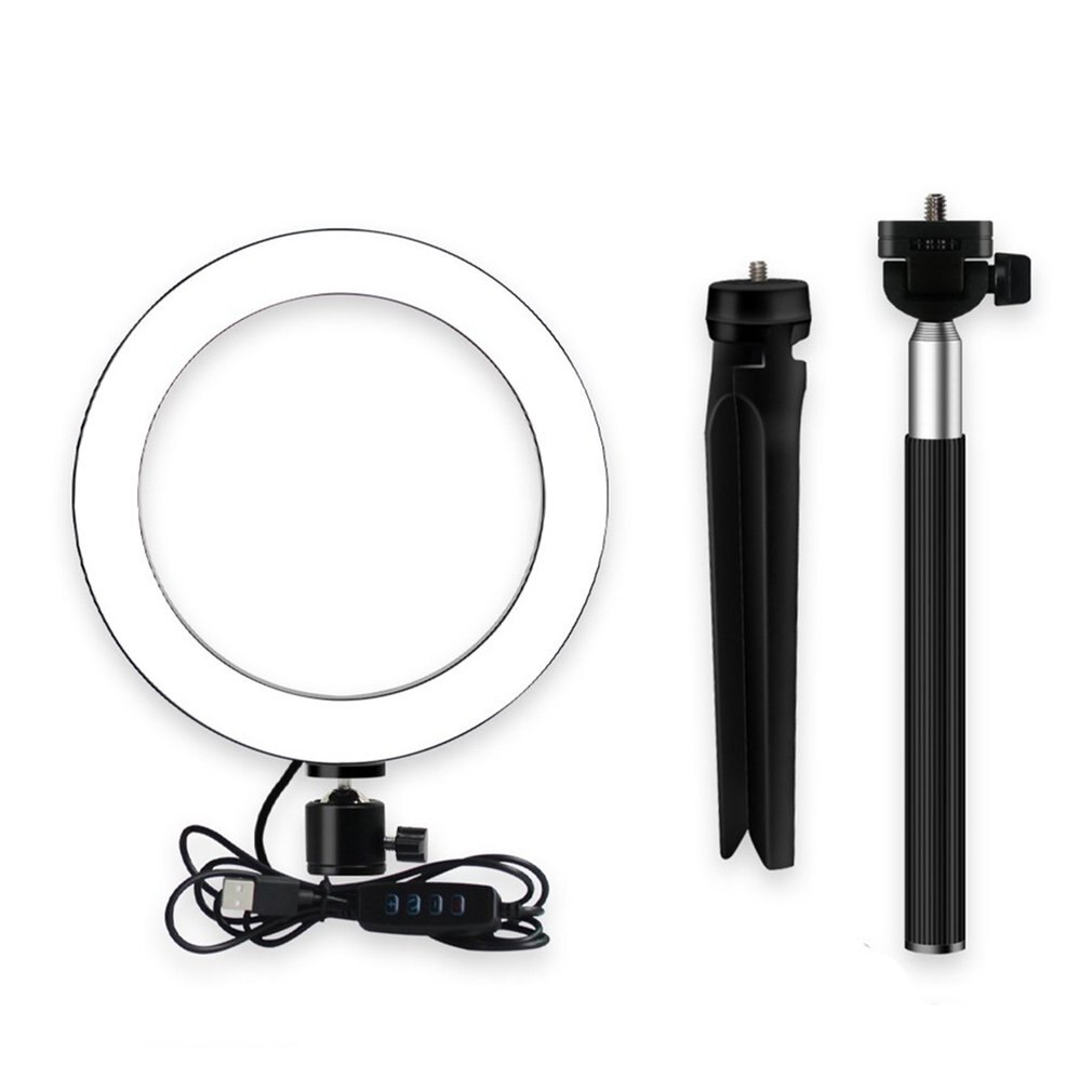 6 inch LED Ring Light with Stretchable Tripod Stand Light Ring Dimmable Table Circular light for Selfie Makeup