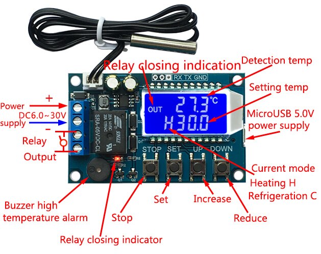 XY-T01 termostato Digital de calefacción, refrigeración, de control de temperatura Digital Interruptor, módulo controlador de temperatura