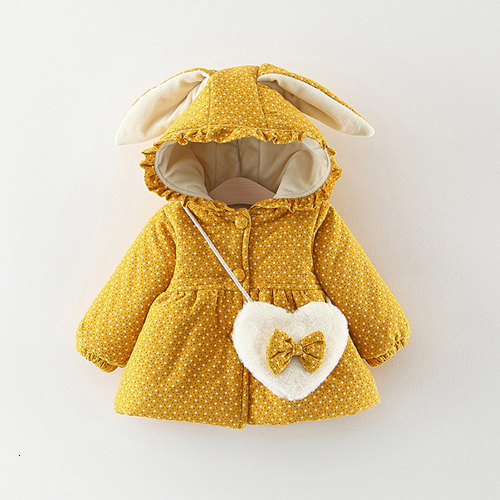 Newborn Baby Girl Clothes Floral Hooded Cotton-padded Jacket Outerwear For 1 Year Baby Birthday Clothing Girls Outfits Coat: yellow / 9M