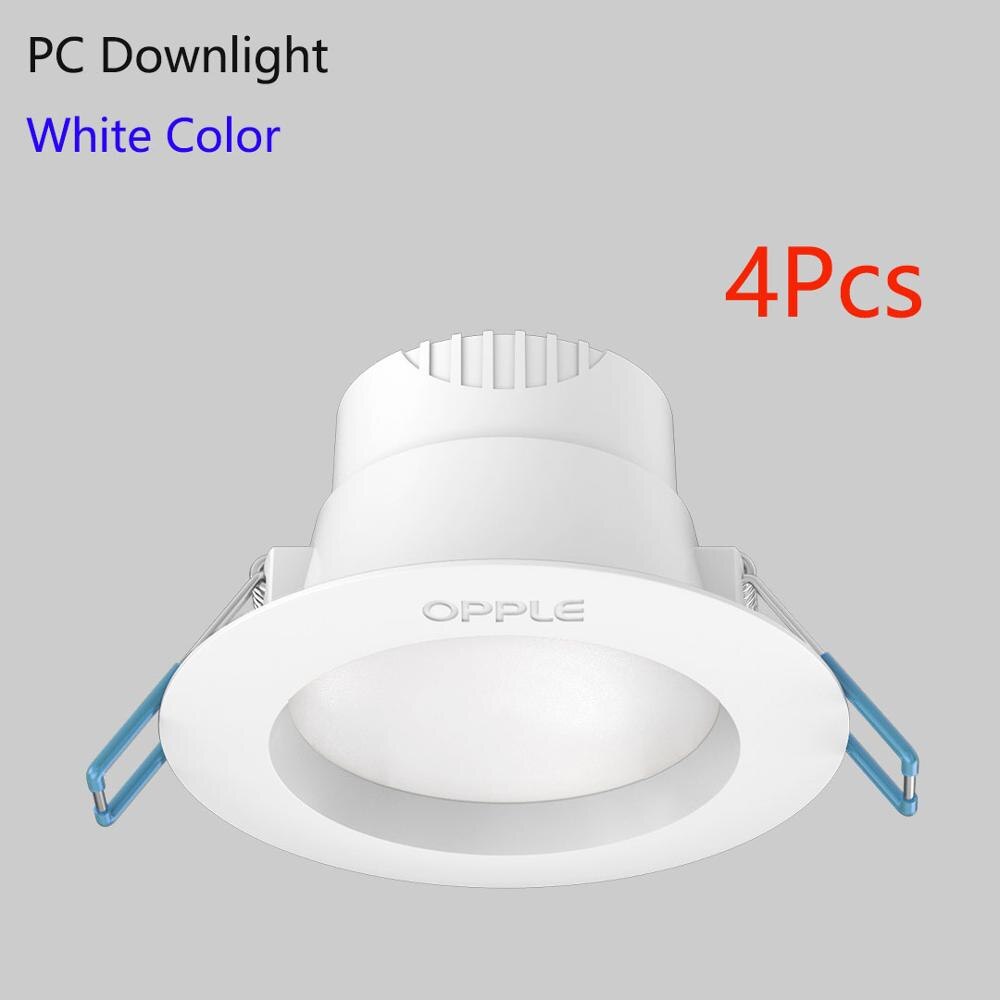 , Youpin Opple, luz descendente LED de 3W, ángulo de 120 grados, luz blanca y luz empotrable de techo cálida para el hogar y la Oficina: white color 4pcs