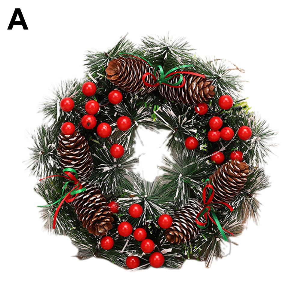 Jul håndlavet krans rotting vedhæng krans til indkøbscenter juletræ dekoration ornament #co: -en
