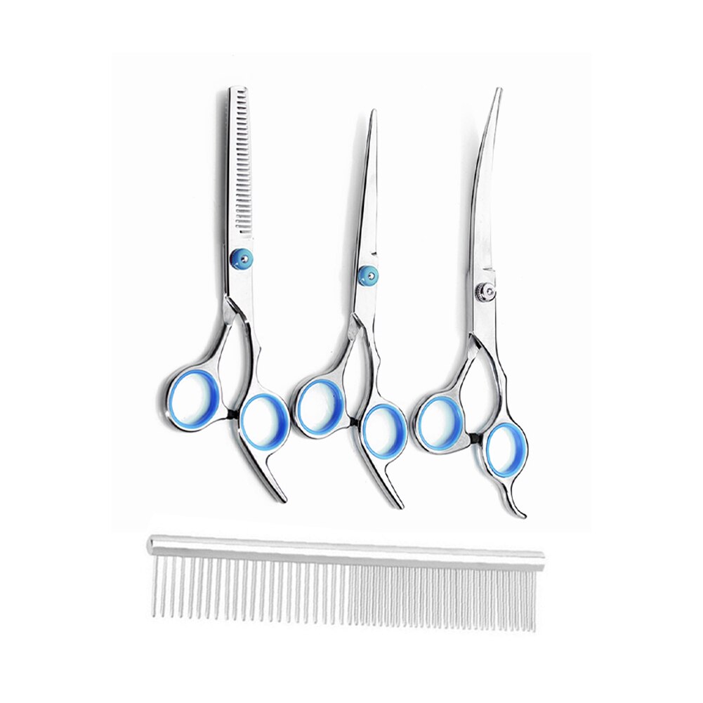 Pet Grooming Scissors Dog Cat Curved Thinning Shear Hair Cutting: Blue