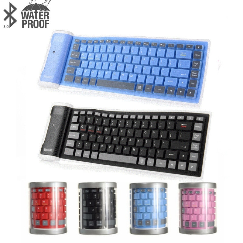 Wireless Bluetooth Keyboard Foldable Roll Up Silent 87key Keypads Soft Silicone Flexible Teclado For PC Huawei Iphone Tablet