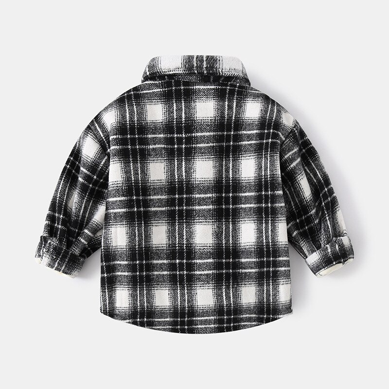 Veste à carreaux pour garçon, tenue d'hiver, Style britannique, manteau d'automne pour enfant en bas âge