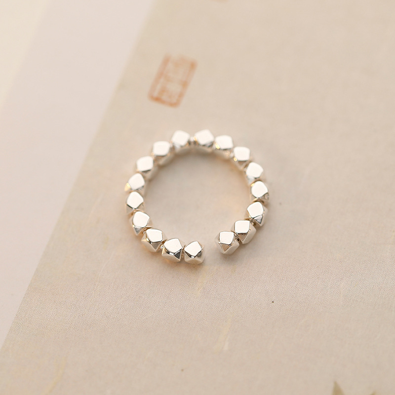 Anelli geometrici in argento sterling 925 per le donne Gioielli da sposa alla moda Grandi anelli regolabili Anelli: Default Title