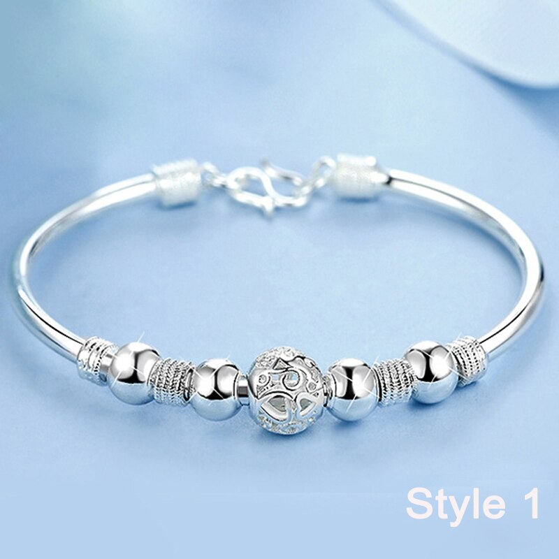 Yanhui 3 Stijl 925 Sterling Zilver Lucky Charm Armband Manchet Armbanden Voor Vrouwen Armbanden Zilver 925 Sieraden Pulseira: Style 1