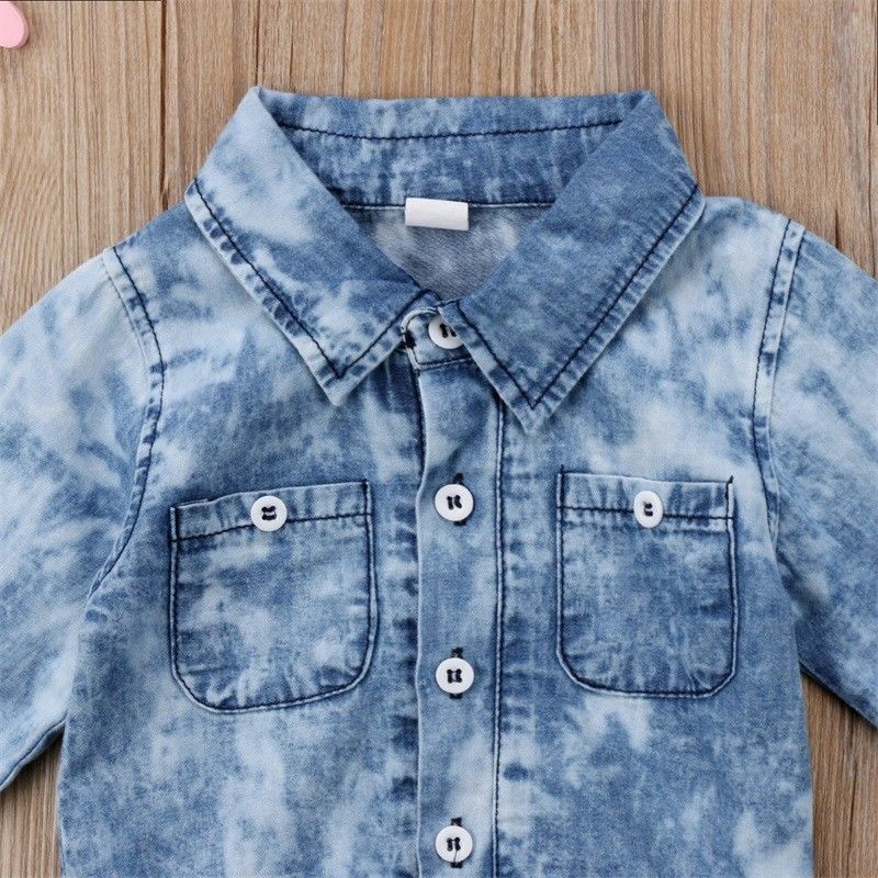 Neue Neugeborenen Kleinkind Kleinkind Baby Jungen Denim Kleidung Karosserie T-Shirt Gesamt Outfit Tasche Langarm Kleidung