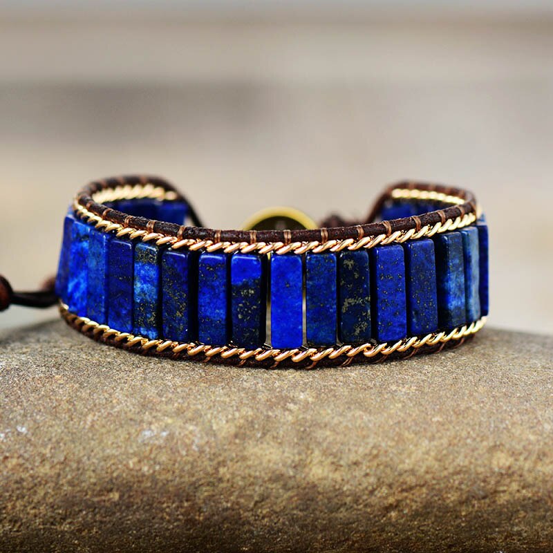 Latest Leather Wrap Bracelets Jaspers Lapis Chain Cuff Bangles Bracelets Bohemian Punk Jewelry